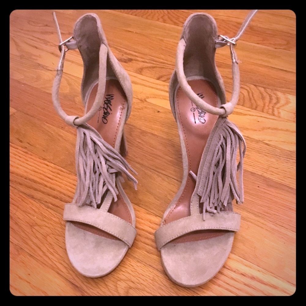 Nude Fringe stilettos